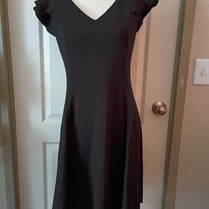 Elegant Black Dress With Ruffle Sleeves